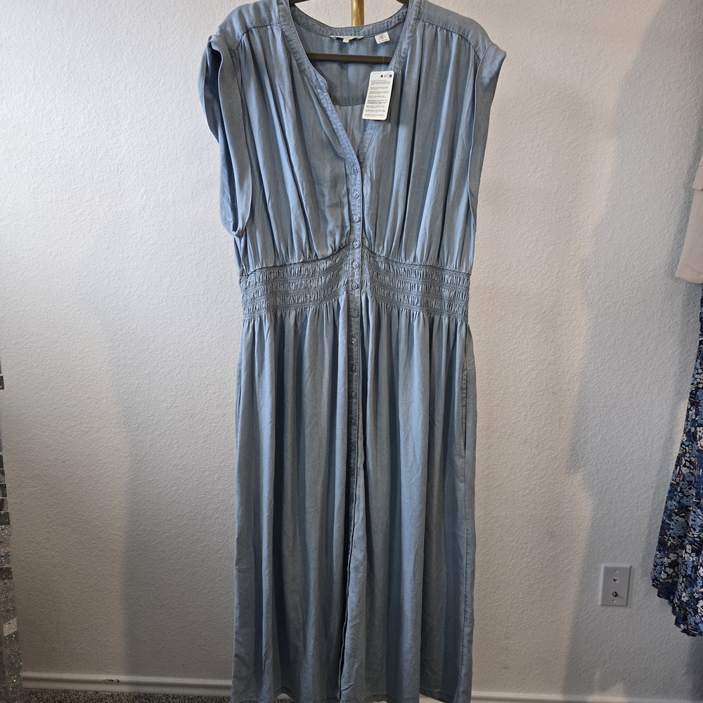 Levi's Light Blue Gathered Midi Dress